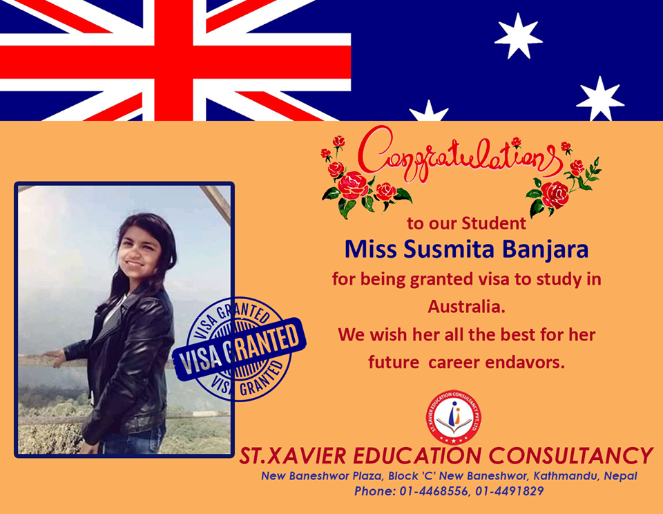 Congratulation Miss Susmita Banjara